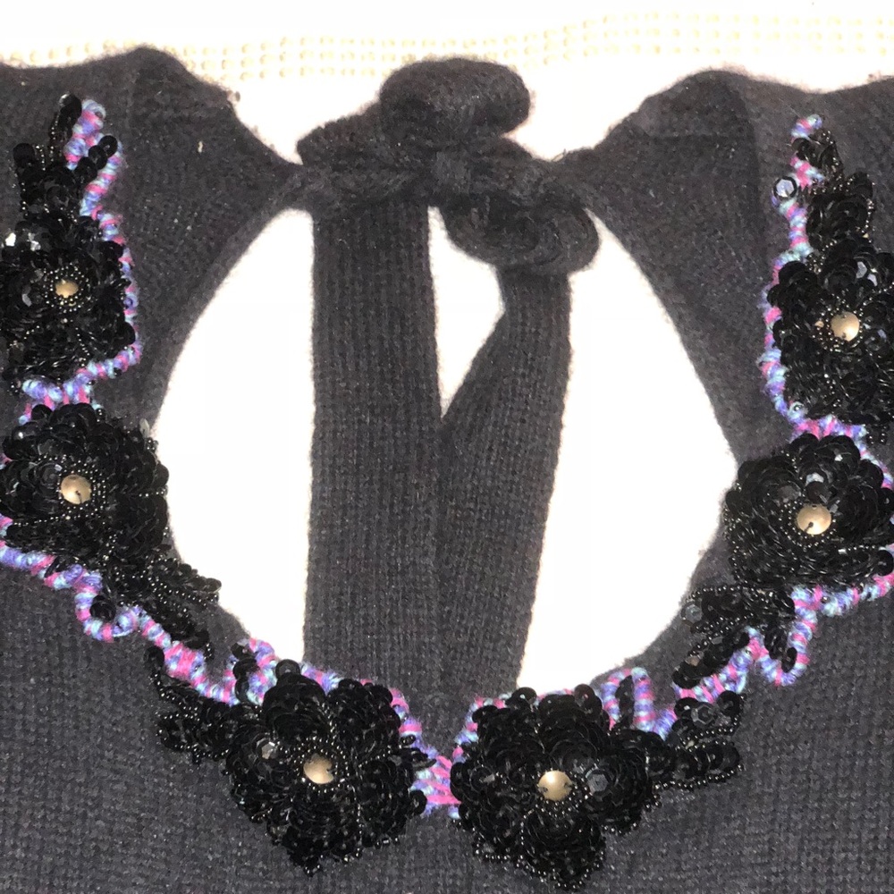 Free People Black Open Back Sequined Top - Picture 4 of 8